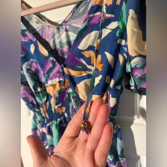 NWOT Anthropologie Abel the Label Maxi Dress Flower Print V-neck Medium - Picture 7 of 7